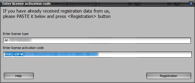 Step 3. Enter the license code that you received after the purchase in the appropriate fields.